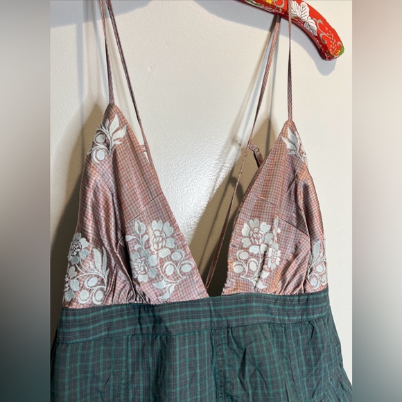 Free People Long Love Triangle Plaid Embroidered Midi Dress - Picture 5 of 6